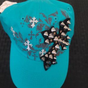 Turquoise Studded Cross Adjustable Hat
